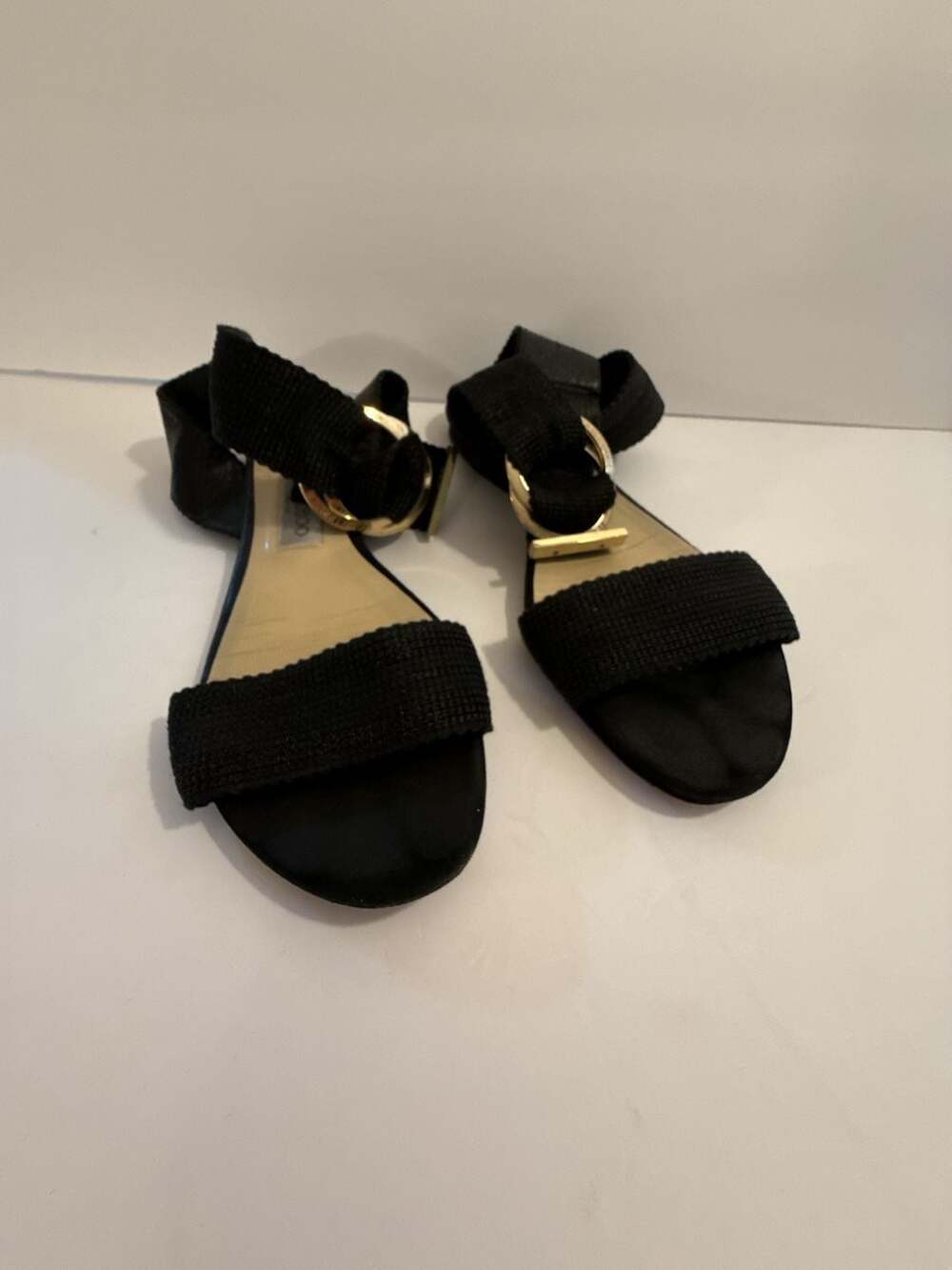 Jimmy Choo Aveline Asymmetric Bow Detail Sandals Black